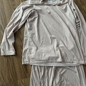 Essentials Pink and Gray Striped Lounge Set